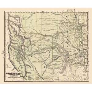  INDIAN TERRITORY (TEXAS/TX & NEW MEXICO/NM) 1844 MAP
