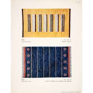   Plain Weave Rugs Gold Blue Rya Tapestry Rose   Original Color Print