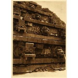  1925 Teotihuacan Quetzalcoatl Sculpture Photogravure 