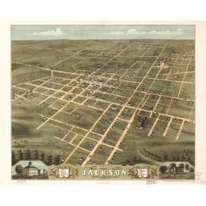   1870 Birds eye map of Jackson, Madison Co., Tennessee: Home & Kitchen
