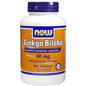  NOW Foods Ginkgo Biloba 60 mg VCaps, 240 ct (Pack of 2 