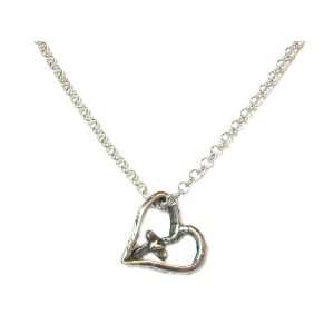   Sterling Silver Plated Bold Faith Heart/Cross Pendant Necklace