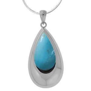  Boma Sterling Silver Turquoise Teardrop Necklace, 18 