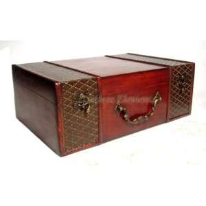   in ht, Wood Bombay Brass Embossed Treasure Chest