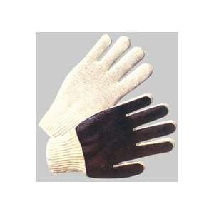 Cotton String Knit Glove w/ Black PVC Palm on one side (Sold by Dozen 