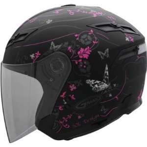 GMAX GM67 Open Face Helmet Pink Butterfly XS   72 4852XS