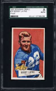 1952 Bowman Small #78 Bobby Layne Proof SGC Authentic  
