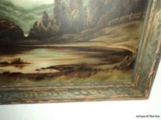 ANTIQUE Impressionist HUDSON River School Mountains & TREES Landscape 
