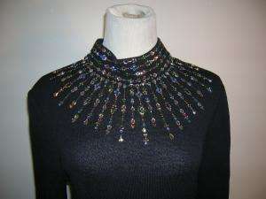 ST. JOHN Black Jeweled Long Knit Gown 8 STUNNING  
