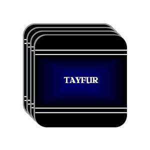 Personal Name Gift   TAYFUR Set of 4 Mini Mousepad Coasters (black 