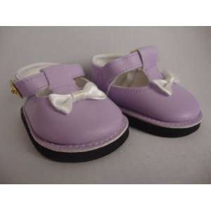 Pair of Purple Dress Shoes with White Bow Made to Fit the 18 Inch 
