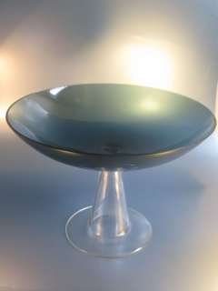   50s Large Swedish Glass Comport Bowl Gullaskruf Kjell Blomberg  