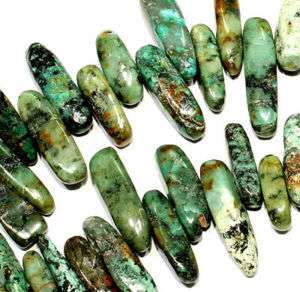 5x30mm Green Natural African Bloodstone Oblong Beads16  