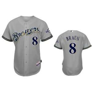  Milwaukee Brewers Baseball Jersey #8 Braun Grey Jerseys 