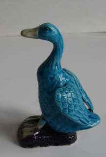   Chinese Mudman Majolica Glazed Blue Ceramic Duck Goose Mud Figure B1