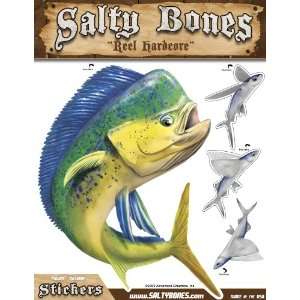  Salty Bones Large Mahi Mahi Action Decal   13.5 x 10.5 