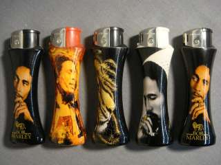 BOB MARLEY NULITE CURVE REFILLABLE CIGARETTE LIGHTERS SET OF 5 NEW   B 