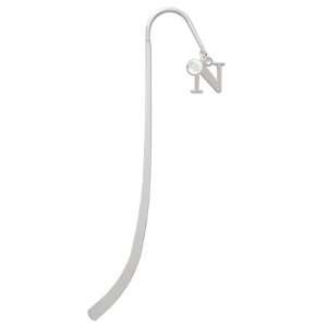  Large Silver Initial N Silver Plated Charm Bookmark with 