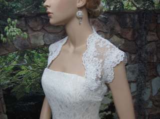 Ivory sleeveless bridal keyhole back alencon lace bolero 092  