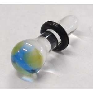  4mm Blue & Green Pryex Glass Ear Plug 