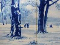 e397 Winter Scene on a DELFT 6 Tiles Tableau Westraven  