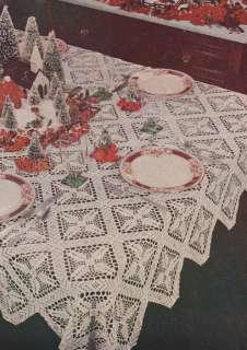 Vintage Crochet Pattern Christmas Tablecloth Design  