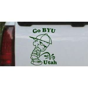 Go BYU Pee On Utah Car Window Wall Laptop Decal Sticker    Dark Green 