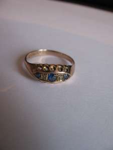 Edwardian Chester 9CT Rose Gold Ceylon Sapphire & Diamond Gypsy Ring 