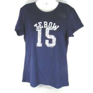  Denver Broncos Tim Tebow Womens Navy T Shirt   Size L 