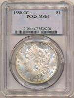 1880 CC MORGAN DOLLAR MS64 PCGS. Lustrous.  