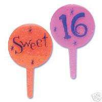 Sweet Sixteen Cupcake Picks 12 Party Favors  