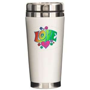  Drink Mug Love Peace Symbols Hearts and Flowers: Everything Else