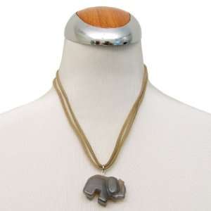  Grey Agate Elephant Pendant Necklace, 18 inches Jewelry