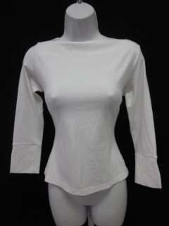 SUSANA MONACO White Boatneck Long Sleeve Shirt Top Sz M  