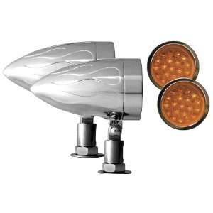   Flamed Chrome Target LED Motorcycle Bullet Light   Pair: Automotive