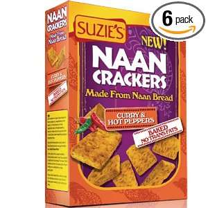 Suzies Naan Crackers with Curry and Hot Peppers, 5 Ounce (Pack of 6 