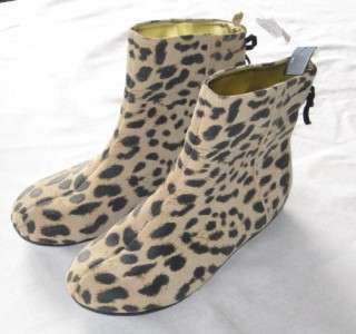 NWT Gap Brick Lane Leopard Leather Suede Bow Boots 5 NEW Kids Girls 