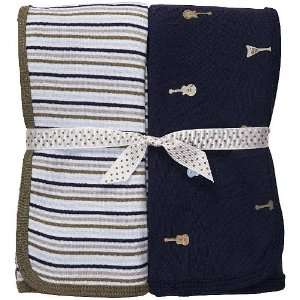  Carters Blue & Grey Rockstar 2 pk. Saddle Blanket NAVY 