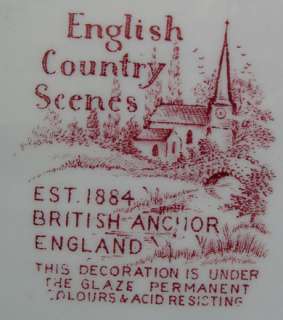 BRITISH ANCHOR ENGLISH COUNTRY SCENES RED BREAD PLATE  