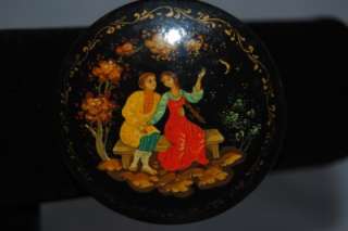 Vintage Russian Hand painted Lacquered Broach  