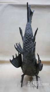 collectable rare bronze dragon fish statue  