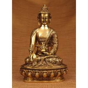  Miami Mumbai Medicine Buddha with Carving   Gold Finish 