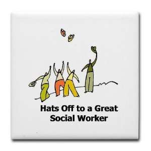 Social worker Tile Coaster by  