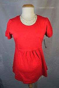   Casual Red Short Sleeve Trendy Maternity Shirt Top  Choose S M L XL