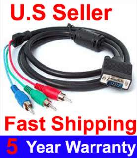 New 5FT VGA SVGA Male to 3 RCA Male Cable for PC Laptop  