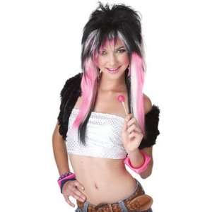  Black/Pink Rave Club Kid Wig for Halloween Costume: Toys 