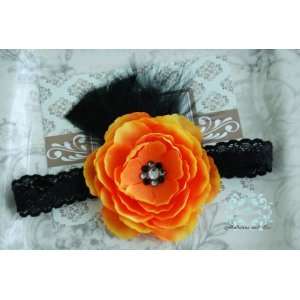 Stunning Vintage Tangerine Flower with Combination Swarovski Crystals 