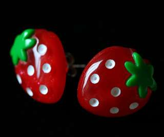 ke668 Strawberry stud earrings kitsch kawaii retro costume EMO