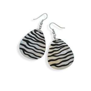    Hand Painted Zebra Animal Print Shell Earrings