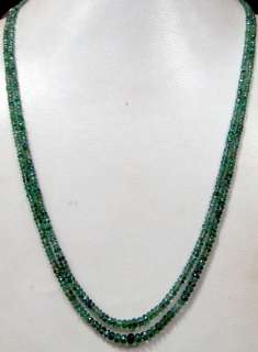   Natural genuine Microfaceted Colambian Emerald strands necklace  